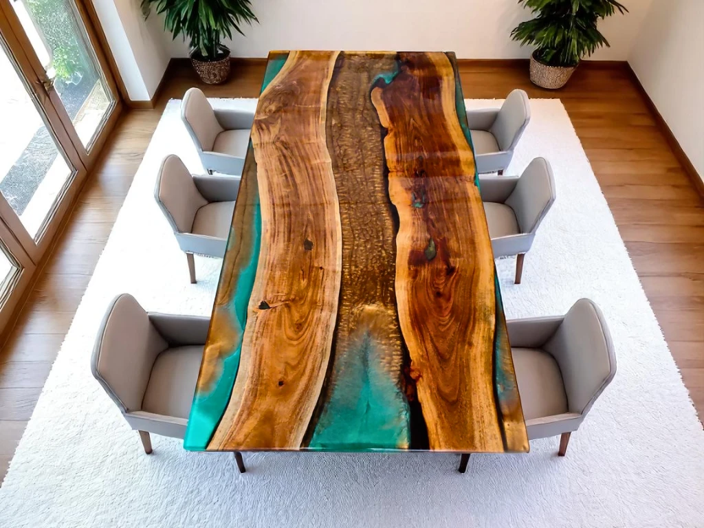 Made-to-Order Acacia Epoxy Table – Luxury Wood Furniture